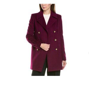 Fleurette Double-Breasted Wool Peacoat size O, orchid